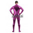 Man's Full Body Fuchsia Color Shiny Metallic Zentai(Front Zipper)