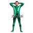 Man's Full Body Green Color Shiny Metallic Zentai(Front Zipper) 