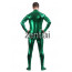 Man's Full Body Green Color Shiny Metallic Zentai(Front Zipper) 