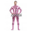 Man's Full Body Light Purple Color Shiny Metallic Zentai(Front Zipper)