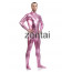 Man's Full Body Light Purple Color Shiny Metallic Zentai(Front Zipper)