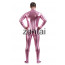 Man's Full Body Light Purple Color Shiny Metallic Zentai(Front Zipper)
