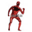 Man's Full Body Red Color Shiny Metallic Zentai