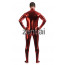 Man's Full Body Red Color Shiny Metallic Zentai(Front Zipper)