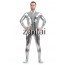 Man's Full Body Silver Color Shiny Metallic Zentai(Front Zipper)