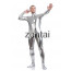 Man's Full Body Silver Color Shiny Metallic Zentai(Front Zipper)