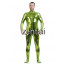 Man's Full Body Yellow Green Color Shiny Metallic Zentai(Front Zipper)