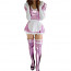 Pink Shiny Metallic Cotton Spandex Sexy French Maid Dress