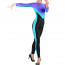 Purple Blue and Black Mixed Color Women Catsuit