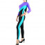 Purple Blue and Black Mixed Color Women Catsuit