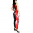 Sleeveless Red and Black Mixed Color Women PVC Catsuit