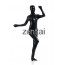 Woman's Full Body Black Color Shiny Metallic Zentai