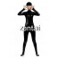 Woman's Full Body Black Color Shiny Metallic Zentai(Front Zipper)