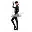 Woman's Full Body Black Color Shiny Metallic Zentai(Front Zipper)