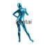 Woman's Full Body Blue Color Shiny Metallic Zentai