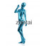 Woman's Full Body Blue Color Shiny Metallic Zentai