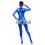 Check Woman's Full Body Blue Color Shiny Metallic Zentai images, sizes, materials, Zentai show and buy the good quality full body Shiny Metallic Zentai from www.4cosplay.net 