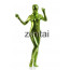 Woman's Full Body Fluorescent Green Color Shiny Metallic Zentai