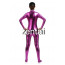 Woman's Full Body Fuchsia Color Shiny Metallic Zentai(Front Zipper)