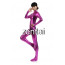 Woman's Full Body Fuchsia Color Shiny Metallic Zentai(Front Zipper)