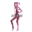 Woman's Full Body Light Purple Color Shiny Metallic Zentai