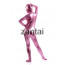 Woman's Full Body Light Purple Color Shiny Metallic Zentai