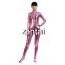 Woman's Full Body Pink Color Shiny Metallic Zentai(Front Zipper)