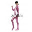 Woman's Full Body Pink Color Shiny Metallic Zentai(Front Zipper)