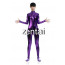 Woman's Full Body Purple Color Shiny Metallic Zentai(Front Zipper)