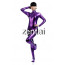 Woman's Full Body Purple Color Shiny Metallic Zentai(Front Zipper)