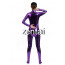 Woman's Full Body Purple Color Shiny Metallic Zentai(Front Zipper)