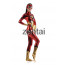 Woman's Full Body Red And Yellow Color Shiny Metallic Zentai