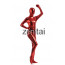 Woman's Full Body Red Color Shiny Metallic Zentai