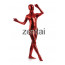 Woman's Full Body Red Color Shiny Metallic Zentai