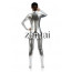 Woman's Full Body Silver Color Shiny Metallic Zentai(Front Zipper)