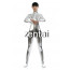 Woman's Full Body Silver Color Shiny Metallic Zentai(Front Zipper)