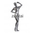 Woman's Full Body Silver Gray Color Shiny Metallic Zentai