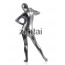 Woman's Full Body Silver Gray Color Shiny Metallic Zentai