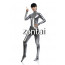 Woman's Full Body Silver Gray Color Shiny Metallic Zentai(Front Zipper)