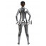 Woman's Full Body Silver Gray Color Shiny Metallic Zentai(Front Zipper)