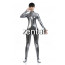 Woman's Full Body Silver Gray Color Shiny Metallic Zentai(Front Zipper)