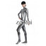 Woman's Full Body Silver Gray Color Shiny Metallic Zentai(Front Zipper)