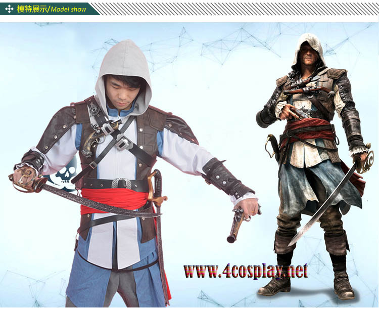 Assassin's Creed IV Black Flag Edward Kenway Cosplay Costume Standard  Version