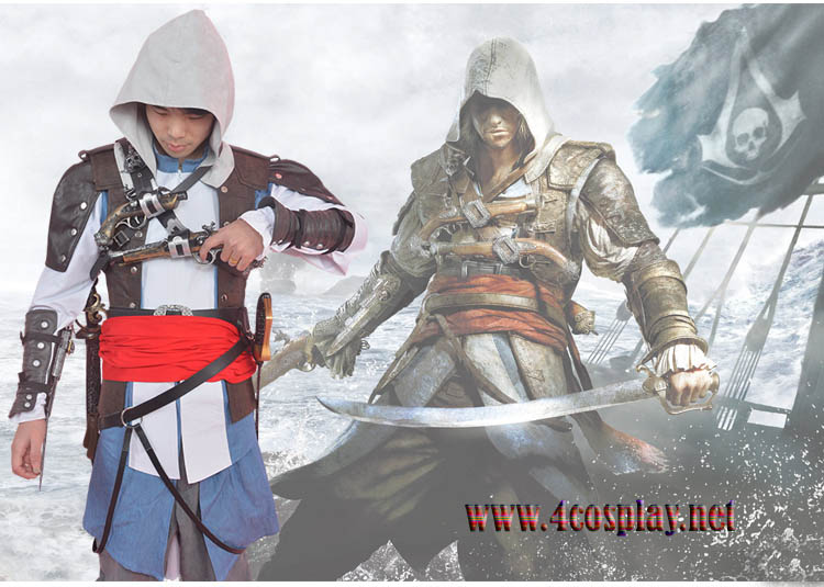 Assassin's Creed IV 4 Black Flag Edward Kenway Cosplay Custome 