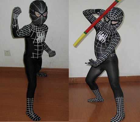 Black Amazing Spider-Man Kid Cosplay Zentai Suit