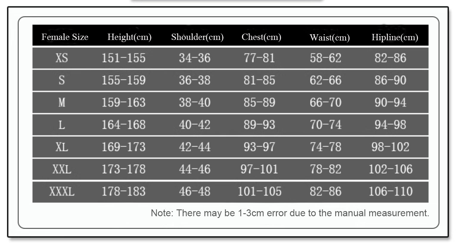 Female Size Chart