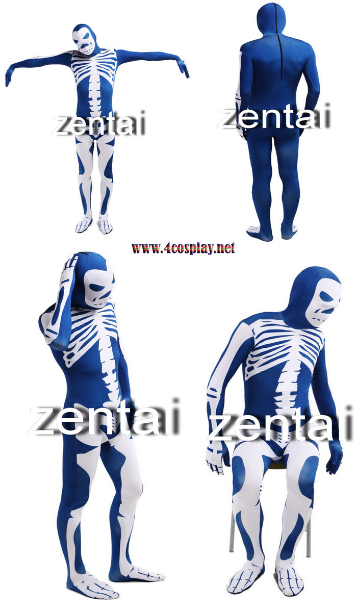 Halloween Skeleton/Skull Full Body Spandex Lycra Zentai Suit 