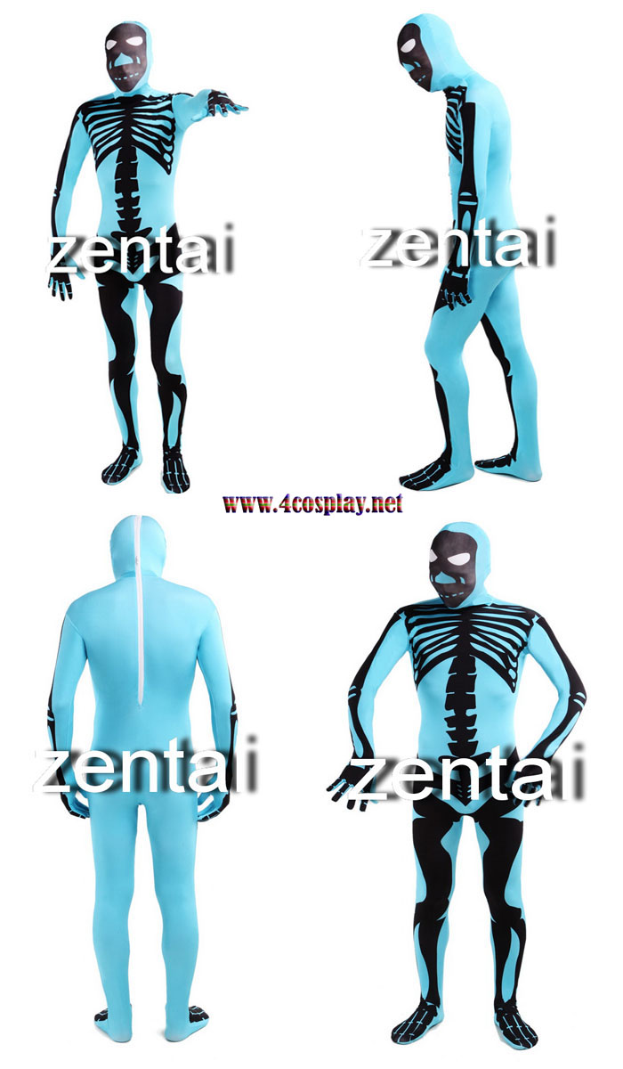 Halloween Skeleton/Skull Full Body Spandex Lycra Zentai Suit 