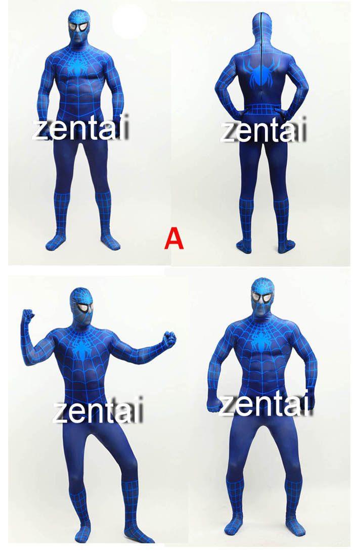 Halloween Spiderman Blue Color Cosplay Zentai Suit
