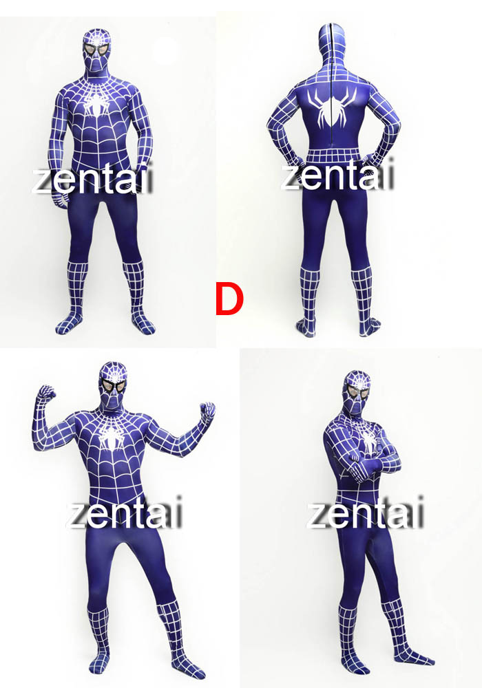 Halloween Spiderman Blue Color Cosplay Zentai Suit